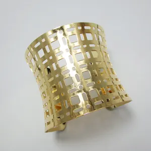 wholesale fashion Bracelet bangle jewelry, shiny gold wide hallow open bangles cuff for women