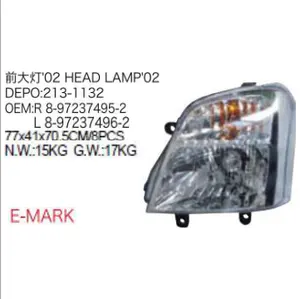 OEM R 8-97237495-2 L 8-97237496-2 DEPO 213-1132 POUR ISUZU D-MAX 2002-2011 AUTO VOITURE LAMPE FRONTALE