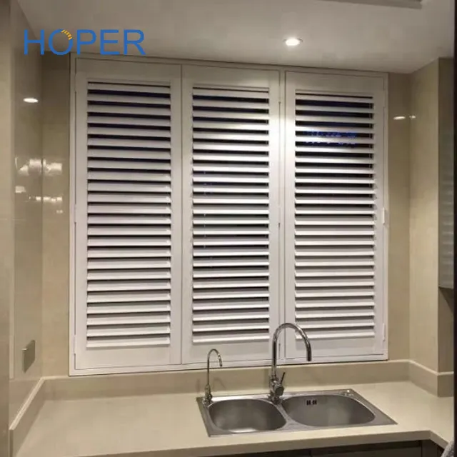 White color plantation shutter interior window