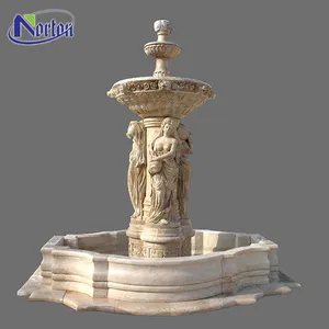 Fonte de mármore branca para mulher, grande decoração de jardim, pedra nude, estatuas de mulher, quadrado NTMFO-002Y