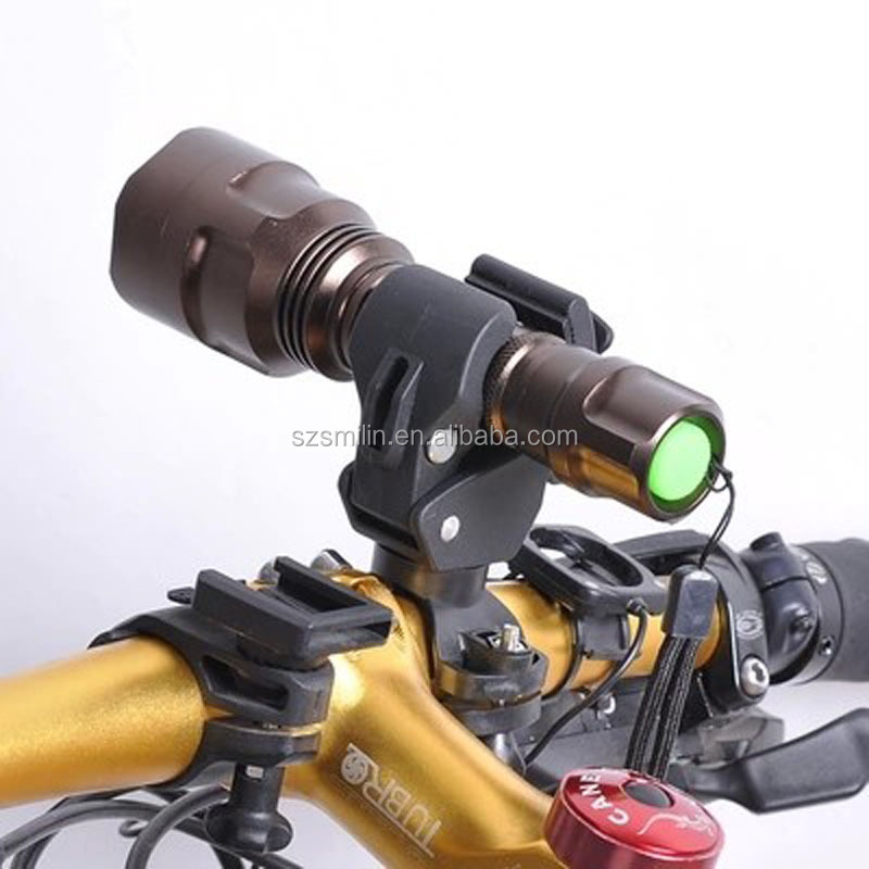 Supporto Torcia Multifunzione 360° Per Bicicletta, Morsetto Regolabile, Nero, Universale - 2