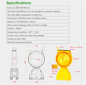 Semaforo ad alta luminosità barricata solare - Product Image 6