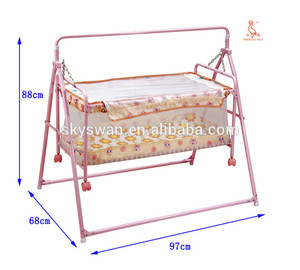 De color rosa bebé de hierro con cuna neto mosauito y ruedas(237) - Product Image 2