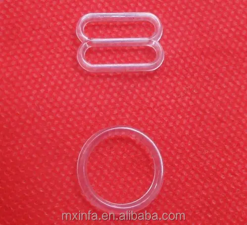Clear plastic transparent bra ring and slider