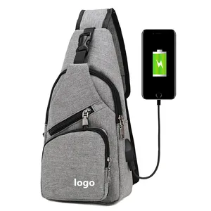 Woqi sıcak satış eğlence omuzdan askili çanta USB şarj Crossbody çanta Anti hırsızlık göğüs çantası