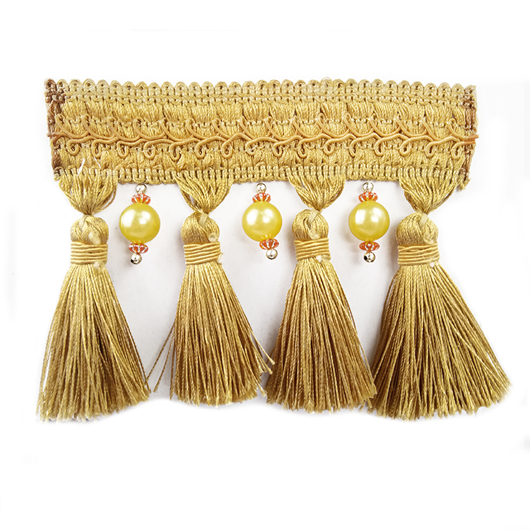 Frange De Perles Dorées - 1,15 M X 21 Cm - Pour Couture, Décoration Vêtements Et Déco Maison - 8