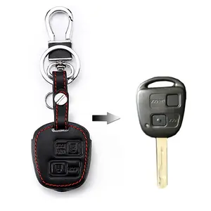 OEM logo leather key cover For Lexus ES GX Toyota RAV4 Camry Highlander Corolla Prado Avensis Yaris Auris 2 button