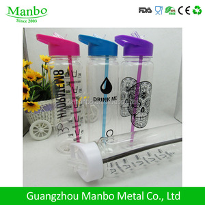 BPA免费时尚定制颜色和标志塑料饮用运动水瓶，带提手和吸管盖 - Product Image 2