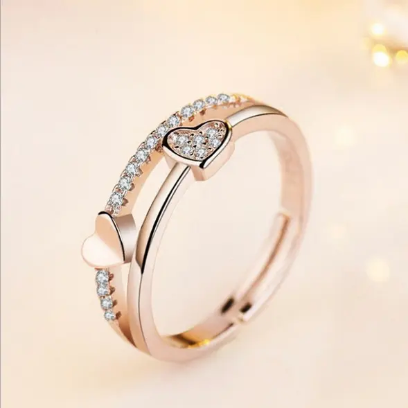 Heart Rings for Women Adjustable Unique Simple Bijoux Love Wedding Jewelry Female Ring Girl Anel Anillos Accessories Gift