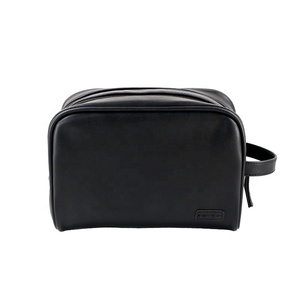 BSCI FAMA Pu Leather Double Zipper Pouch Mens <strong>Wash</strong> <strong>Bag</strong> Travel <strong>Bag</strong> Waterproof Toiletry <strong>Bag</strong> with Two <strong>Compartments</strong> - Product Image 2