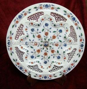 Placa decorativa con incrustaciones de mármol, hecha a mano - Product Image 1