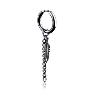 Boucles <span class=keywords><strong>d</strong></span>'oreilles en acier inoxydable pour hommes, chaîne à pompon, noir, blanc plaqué, bijoux Hipster Grunge, Style Punk, poignard, collection 2019 - Product Image 4