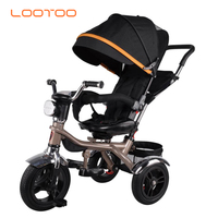 Usine de Hebei en Chine, nouveau modèle de lumière LED, 360 degrés, 4 en 1, 3 roues, poussette pour enfants, tricycle