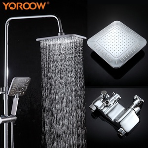 YOROOW <span class=keywords><strong>Set</strong></span> Mixer Kamar Mandi, Keran Dinding Kamar Mandi 5Jet ABS Kepala Tangan Persegi Harga Pabrik
