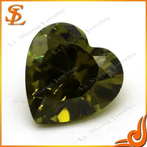 wuzhou de oliva en forma de corazón cz piedra suelta