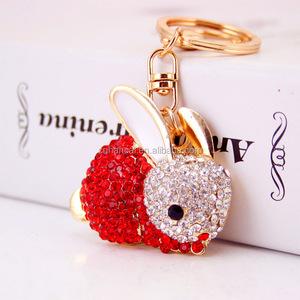 Crystal Rabbit Keychain Glittering Full Rhinestone Alloy Key Chain for Women Bunny Car Bag Fashion Key Ring Buckle Accessories