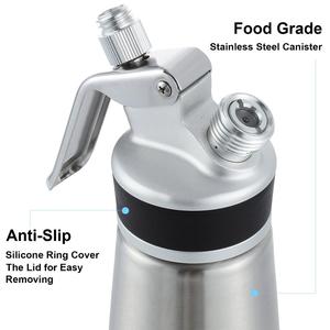 Whipper per crema professionale da 500ml, grande sifone con 3 vari ugelli, spazzola per la pulizia, supporto in ottone - Product Image 4