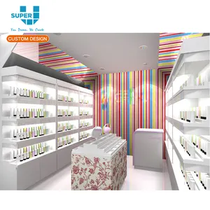 OEM Skincare Display Cabinet Decoration Wholesale Custom Cosmetic Furniture Cosmetics Shop Interior Design Ideas