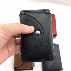 RFID Men's Slim Front Pocket Minimalist Blocking black leather card holder credit card coin wallet