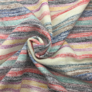 Mới Chuyển In Slub Vòng Gagt Đan Hachi Áo Len Vải 100% <span class=keywords><strong>Polyester</strong></span> Với Cầu Vồng Thiết Kế Màu Sắc - Product Image 1