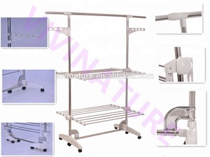 Séchoir à linge pliable à 3 niveaux avec roulettes, support de séchage portable - Product Image 4