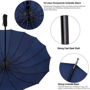 190 t 210 t Pongé Tissu <span class=keywords><strong>Parapluie</strong></span> <span class=keywords><strong>Tempête</strong></span> 16 k <span class=keywords><strong>Anti</strong></span>-dérapant Mousse Poignée <span class=keywords><strong>Parapluie</strong></span> Droit Auto Ouvert - Product Image 5