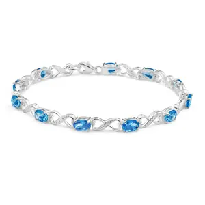 Infinity Blue Topaz Cubic Zirconia Tennis Bracelet in 925 Silver