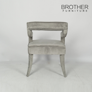 Muebles modernos y clásicos para el hogar, silla de comedor de terciopelo gris, tapizada, de lujo