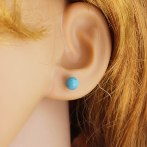 6mm Natural <strong>Turquoise</strong> <strong>Earrings</strong> With 925 Sterling Silver <strong>Studs</strong> Semi Precious Gemstone <strong>Stud</strong> <strong>Earrings</strong> - Product Image 2