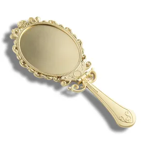 Cermin mewah genggam kustom rias antik Tiongkok dengan lapisan warna perak & emas