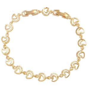 xuping costume jewels 24k gold brass alloy heart shape bracelets for women