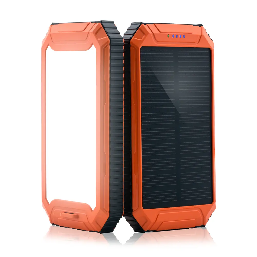 PowerGreen Dual USB Ports 10000mAh Portable Solar Power Bank Solar Cell Phone Charger with Flashlight
