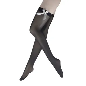 Collants en Nylon pour femmes, bas tubulaire Sexy, avec nœud papillon, vente en gros