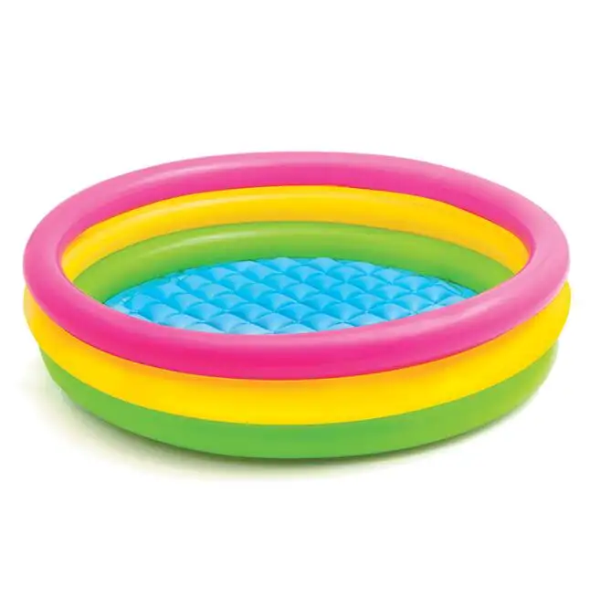 Intex-piscina inflable para bebé, suelo suave con tres anillos que brillan al atardecer, 57422