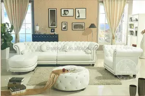 Verkaufs schlager Modern Weißes Leder Sofa Set Möbel Chesterfield 321 Sofa Leder Wohnzimmer Sofas