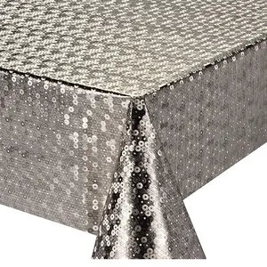 PVC Soild Metallic Embossing Non-Woven Tablecloth Gray