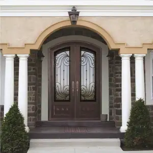 窓ドアの新しい鉄製グリルデザイン錬鉄製パイプ正面ドアデザイン