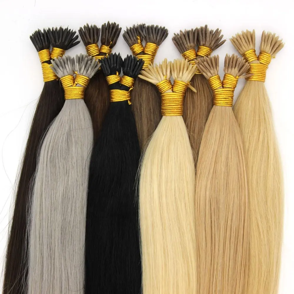 Factory Price Cheap 16-24"50s 1g/s Straight Human Hair Pre Bonded Keratin Stick i tip hair extensions