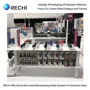 RECHIカスタムハイエンド小売携帯電話ディスプレイカウンター、小売電化製品店のテーブル下アクセサリー収納キャビネット付き - Product Image 4