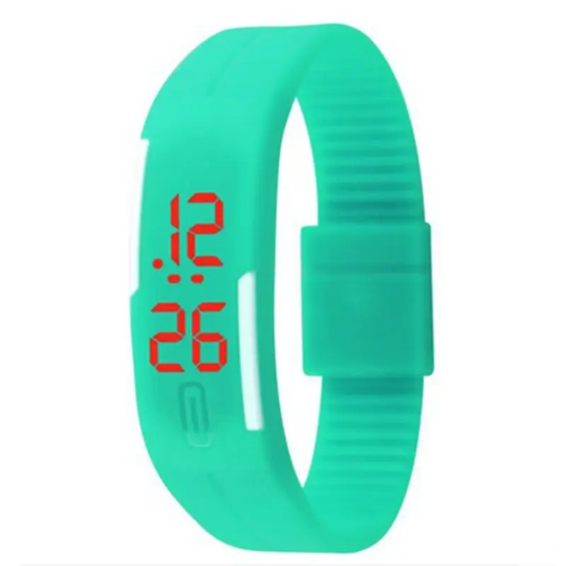Wholesale Good Price Green LED Kids Silicone Button Silicone Watch with Strap