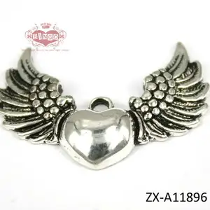 Winged Heart Tattoo Charm Messing Ox Plated Bleifreies Zinn