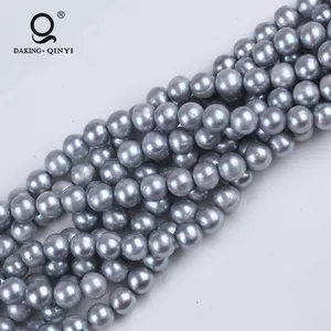 Shenniu — guirlande de perles naturelles en eau douce, culture grise, de forme ronde, 10-11mm