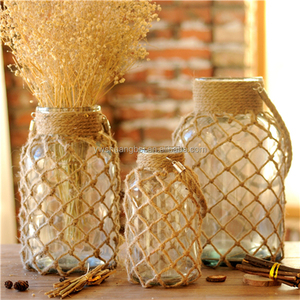<span class=keywords><strong>Vase</strong></span> en verre transparent européen avec corde en chanvre pour décorer la maison et les fêtes - Product Image 2