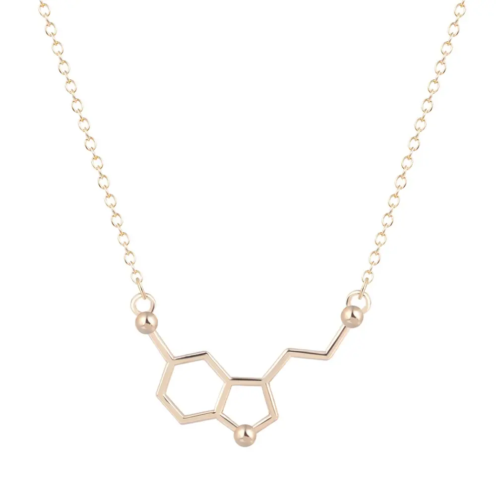 Serotonin Molecule Chemistry Necklace Unique Pendant Necklace Minimalist Jewelry Gift For Girls and Ladies