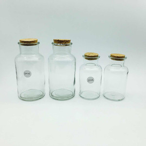 Jars Clear 250ml 500ml Apothecary Glass Bottle Apothecary Jar with Cork Lid