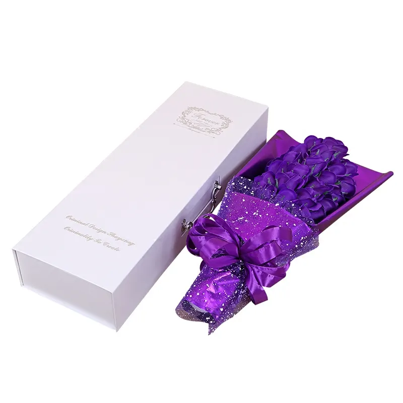 Caixa de presente magnética quadrada de papelão personalizado, caixa de embalagem de flores para rosas