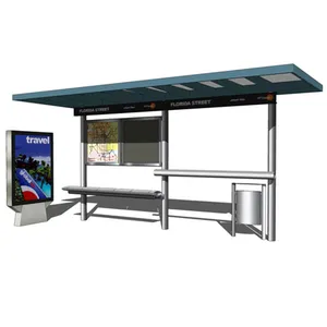 热卖太阳能巴士棚与长凳和广告液晶显示器 Mupi