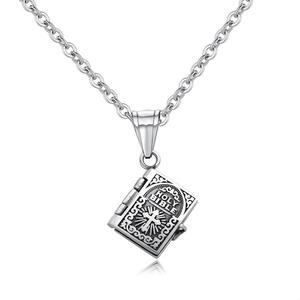 <span class=keywords><strong>Collana</strong></span> <span class=keywords><strong>di</strong></span> <span class=keywords><strong>libri</strong></span> in acciaio inossidabile con gioielli in versi della bibbia Vintage - Product Image 1