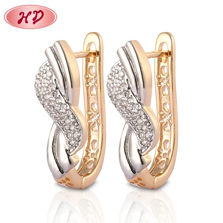 China Factory Latest Designs Small Crystal Loop Gold Earring