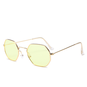 Gafas de Sol Hexagonales de Diseño Chic para Mujer 2019 con Montura de Aleación y Lentes Transparentes Rojo Océano, Pequeña Montura de Metal para Mujer - Product Image 2